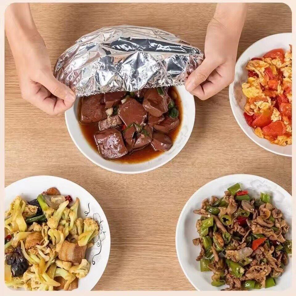 Picture of 10 PCS Reusable Aluminum Foil Food Covers – Elastic Fresh Keeping Bowl Covers, Food Grade Heat Preservation Covers for Bowls, Plates & Food Containers, Microwave Safe, Kitchen, Refrigerator, Takeaway & Picnic Use - The Asia Express-Silver