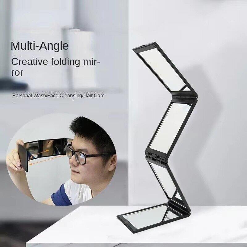 Picture of Premium 4-Way 360° Foldable HD Makeup Mirror – Portable Multi-Angle Handheld & Desktop Vanity Mirror for Self Hair Cutting, Hair Styling, Beard Shaving, Braiding, Grooming & Beauty Makeup Tool for Men & Women - The Asia Express-Black
