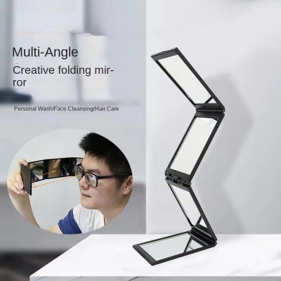 Picture of Premium 4-Way 360° Foldable HD Makeup Mirror – Portable Multi-Angle Handheld & Desktop Vanity Mirror for Self Hair Cutting, Hair Styling, Beard Shaving, Braiding, Grooming & Beauty Makeup Tool for Men & Women - The Asia Express-Black