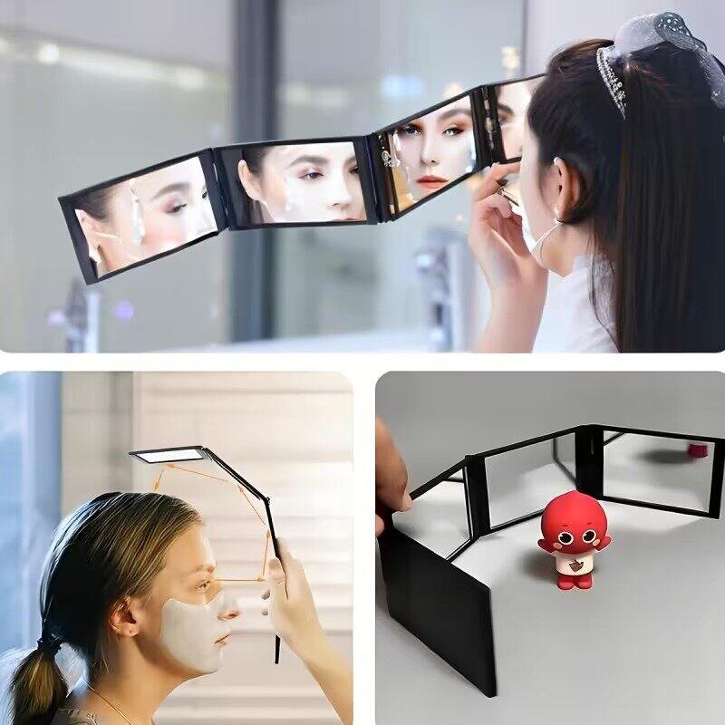 Picture of Premium 4-Way 360° Foldable HD Makeup Mirror – Portable Multi-Angle Handheld & Desktop Vanity Mirror for Self Hair Cutting, Hair Styling, Beard Shaving, Braiding, Grooming & Beauty Makeup Tool for Men & Women - The Asia Express-Black