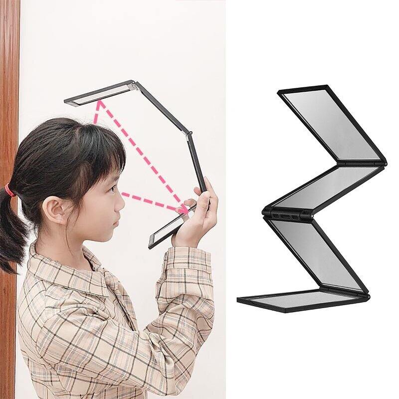 Picture of Premium 4-Way 360° Foldable HD Makeup Mirror – Portable Multi-Angle Handheld & Desktop Vanity Mirror for Self Hair Cutting, Hair Styling, Beard Shaving, Braiding, Grooming & Beauty Makeup Tool for Men & Women - The Asia Express-Black