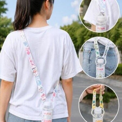 Picture of 2-in-1 Adjustable Water Bottle Strap – Portable Crossbody & Shoulder Carrier with Secure Buckle Rope for Sports, Travel, Hiking & Outdoor Activities - The Asia Express-Multicolor