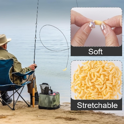 Picture of Premium 12 PCS Soft Maggot Fishing Bait Set – Realistic Artificial Wax Worm & Bread Worm Lures with Hooks for Bass, Carp, Crucian, Bream, Freshwater & Ice Fishing - The Asia Express