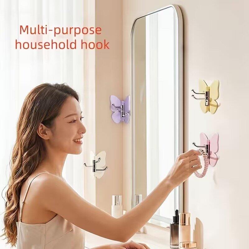 Picture of 3 Pcs Adjustable Rotatable Butterfly Wall Hooks – 270° Self-Adhesive No-Drill 3-Prong Multipurpose Hanger for Keys, Jewelry, Scarves, Bathroom, Closet, Entryway, Vanity, Kitchen & Bedroom - The Asia Express-Multicolor