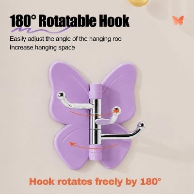 Picture of 3 Pcs Adjustable Rotatable Butterfly Wall Hooks – 270° Self-Adhesive No-Drill 3-Prong Multipurpose Hanger for Keys, Jewelry, Scarves, Bathroom, Closet, Entryway, Vanity, Kitchen & Bedroom - The Asia Express-Multicolor