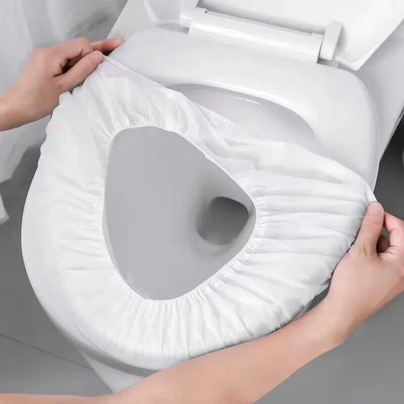 Picture of 10 Pcs Individually Wrapped Disposable Toilet Seat Covers – Waterproof Non-Woven Travel Toilet Seat Mats for Public Restrooms, Hotels, Airplane & Camping - The Asia Express-White