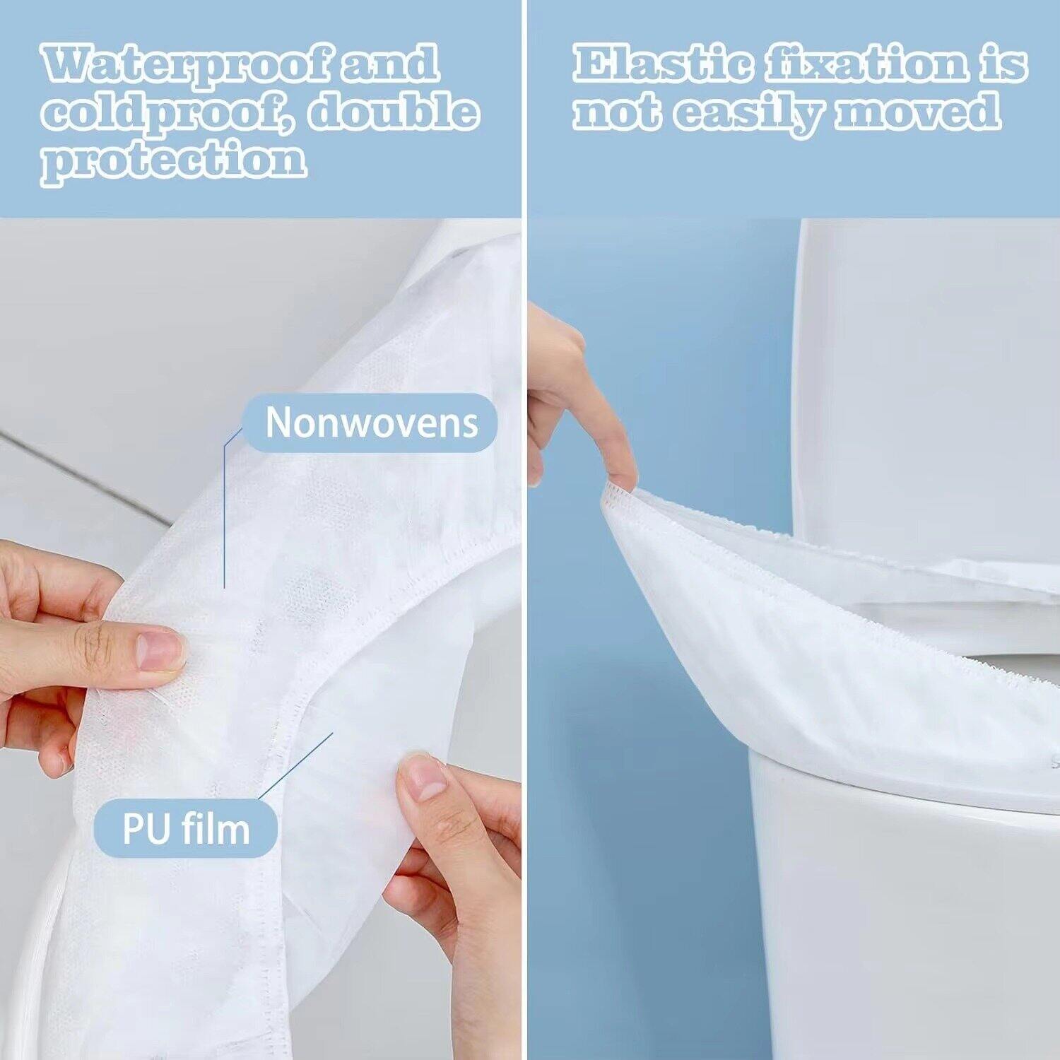 Picture of 10 Pcs Individually Wrapped Disposable Toilet Seat Covers – Waterproof Non-Woven Travel Toilet Seat Mats for Public Restrooms, Hotels, Airplane & Camping - The Asia Express-White