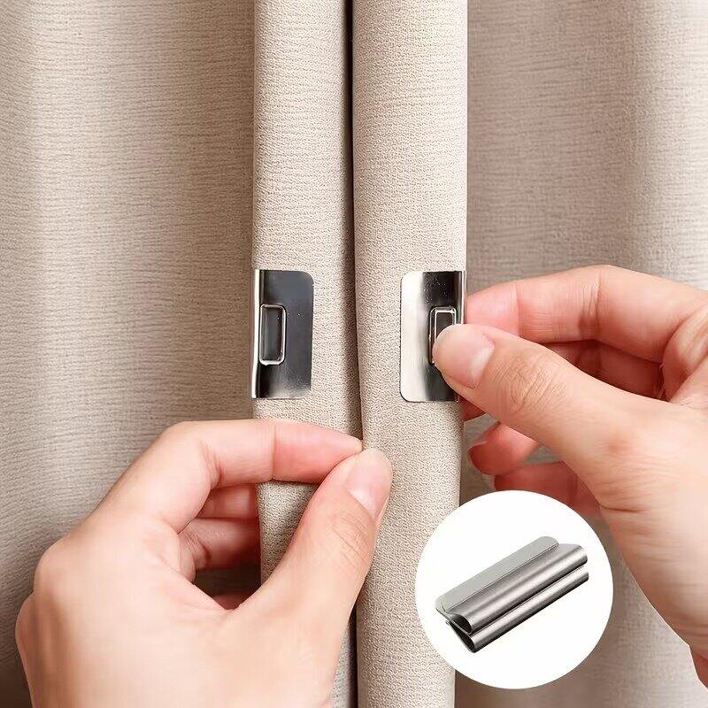 Picture of 10pcs (5 Pairs) Magnetic Blackout Curtain Clips – No-Drill & No-Piercing Curtain Holders with Strong Magnetic Closure, Detachable & Damage-Free Fasteners for Bedroom, Living Room, Office & Shower - The Asia Express-Silver