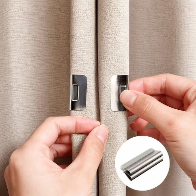 Picture of 10pcs (5 Pairs) Magnetic Blackout Curtain Clips – No-Drill & No-Piercing Curtain Holders with Strong Magnetic Closure, Detachable & Damage-Free Fasteners for Bedroom, Living Room, Office & Shower - The Asia Express-Silver