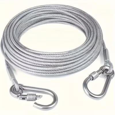 Picture of Heavy Duty Stainless Steel Clothesline Rope with Safety Hooks – Rust-Resistant Portable Clothes Drying Wire for Home, Balcony, Travel, Camping & Outdoor Use - The Asia Express-Silver