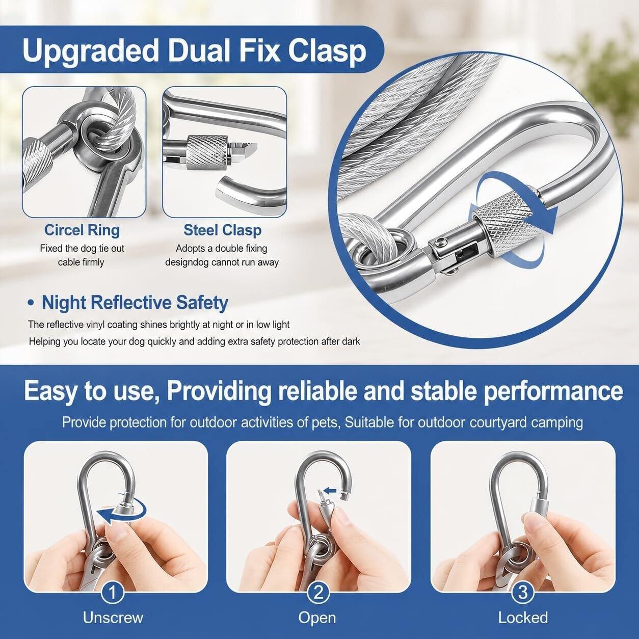 Picture of Heavy Duty Stainless Steel Clothesline Rope with Safety Hooks – Rust-Resistant Portable Clothes Drying Wire for Home, Balcony, Travel, Camping & Outdoor Use - The Asia Express-Silver