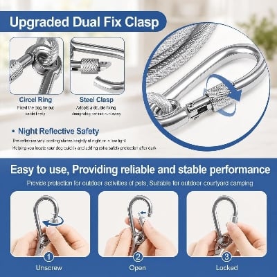 Picture of Heavy Duty Stainless Steel Clothesline Rope with Safety Hooks – Rust-Resistant Portable Clothes Drying Wire for Home, Balcony, Travel, Camping & Outdoor Use - The Asia Express-Silver