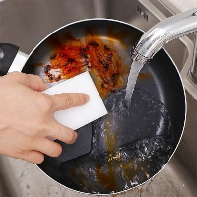 Picture of 10 Pcs Melamine Magic Sponge Eraser Cleaning Sponge – Multi-Purpose Heavy Duty Scrub Pads for Kitchen, Bathroom, Bathtub, Wall, Tile, Floor, Sink, Baseboard & Household Cleaning - The Asia Express-White