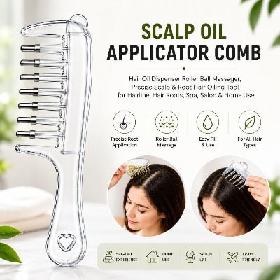 Picture of Scalp Oil Applicator Comb – Hair Oil Dispenser Roller Ball Massager, Precise Scalp & Root Hair Oiling Tool for Hairline, Hair Roots, Spa, Salon & Home Use - The Asia Express