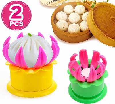 Picture of 2 Pcs Multi-Functional Dumpling & Bao Bun Maker Mould with Dough Cutter – Manual Momo, Dumpling, Baozi, Steamed Bun, Pie & Pastry Making Tool for Home Kitchen, Restaurant & Bakery - The Asia Express-Multicolor