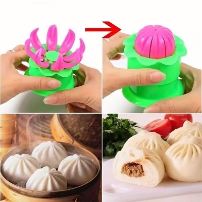 Picture of 2 Pcs Multi-Functional Dumpling & Bao Bun Maker Mould with Dough Cutter – Manual Momo, Dumpling, Baozi, Steamed Bun, Pie & Pastry Making Tool for Home Kitchen, Restaurant & Bakery - The Asia Express-Multicolor