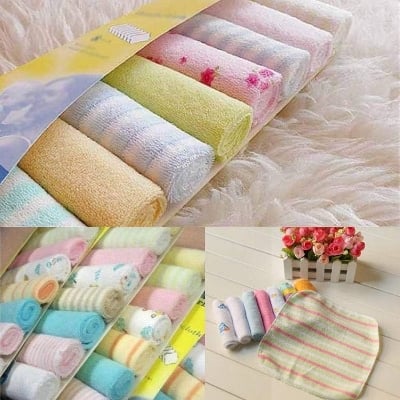 Picture of 8 Pcs Soft Cotton Baby Washcloth Set Baby Towel and Handkerchief for Newborn Bath Feeding Face Cleaning Saliva Wiping and Daily Baby Care Random Color - The Asia Express-Multicolor