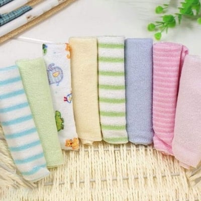 Picture of 8 Pcs Soft Cotton Baby Washcloth Set Baby Towel and Handkerchief for Newborn Bath Feeding Face Cleaning Saliva Wiping and Daily Baby Care Random Color - The Asia Express-Multicolor