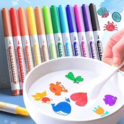 Picture of Magical Water Painting Pen Set – 12 Pcs Double-Ended Floating Marker Pens, Multicolor Doodle & Creative Drawing Educational Art Toy for Kids - The Asia Express-Multicolor
