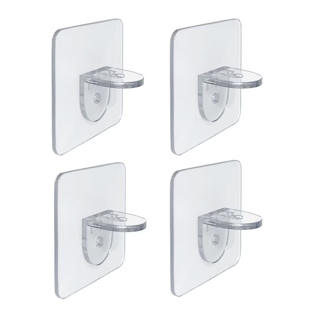 Picture of 4 Pcs Adhesive Shelf Brackets Punch Free Wall Mounted Shelf Support Hooks Adjustable Holder Clips for Kitchen Cabinet, Closet, Bookshelf & Layered Storage Shelves - The Asia Express