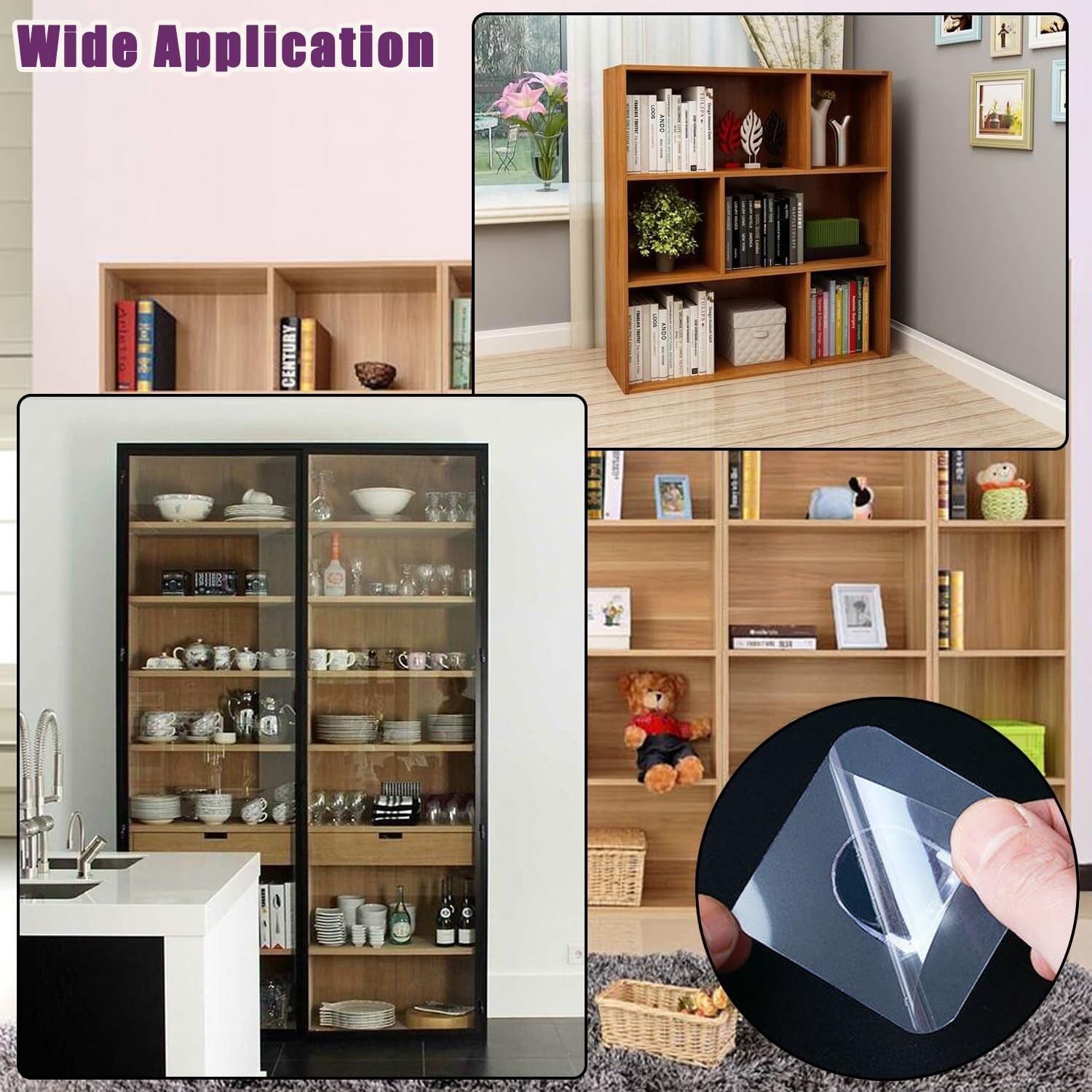 Picture of 4 Pcs Adhesive Shelf Brackets Punch Free Wall Mounted Shelf Support Hooks Adjustable Holder Clips for Kitchen Cabinet, Closet, Bookshelf & Layered Storage Shelves - The Asia Express