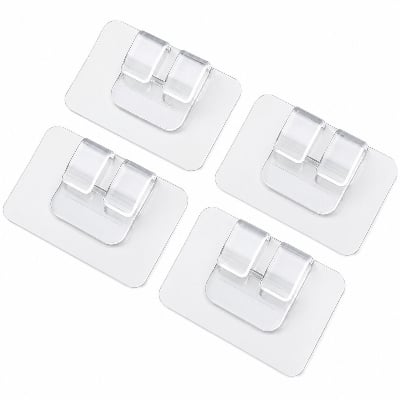 Picture of 2 Pcs Multipurpose Transparent Adhesive Hooks Strong Viscose Wall Mount Shelf Holder for Kitchen Wire and Hanging Accessories - The Asia Express