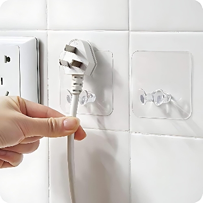 Picture of 5 PCS Transparent Strong Adhesive Wall Hooks Multi-Purpose Self-Stick Hangers for Keys, Power Plug, Kitchen, Bathroom, Door & Home Storage Organizer - The Asia Express