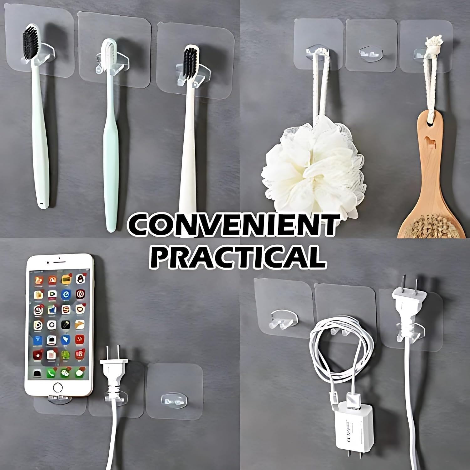 Picture of 5 PCS Transparent Strong Adhesive Wall Hooks Multi-Purpose Self-Stick Hangers for Keys, Power Plug, Kitchen, Bathroom, Door & Home Storage Organizer - The Asia Express