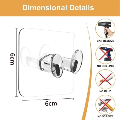 Picture of 5 PCS Transparent Strong Adhesive Wall Hooks Multi-Purpose Self-Stick Hangers for Keys, Power Plug, Kitchen, Bathroom, Door & Home Storage Organizer - The Asia Express
