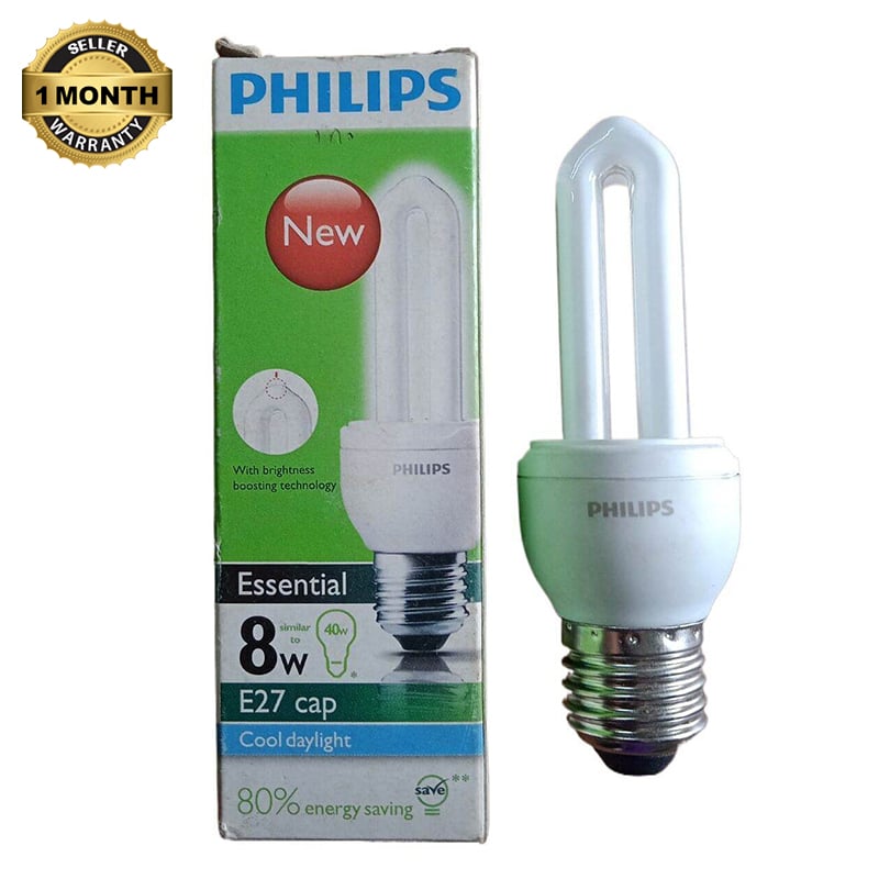 Picture of 8W Energy Saving Lamp E27 (Thread Type) White Color 430lm 220V AC 50Hz, PHILIPS-White