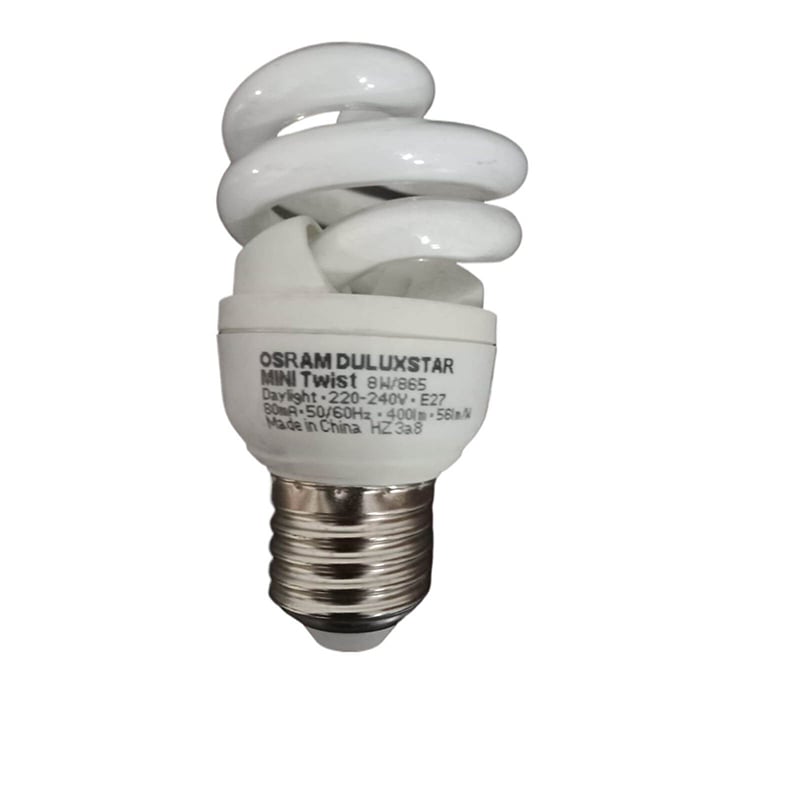 Picture of OSRAM 8W Energy Saving Lamp Mini Twist E27 Day Light/6500k 1200lm, Made in China-White