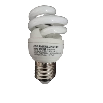 Picture of OSRAM 8W Energy Saving Lamp Mini Twist E27 Day Light/6500k 1200lm, Made in China-White