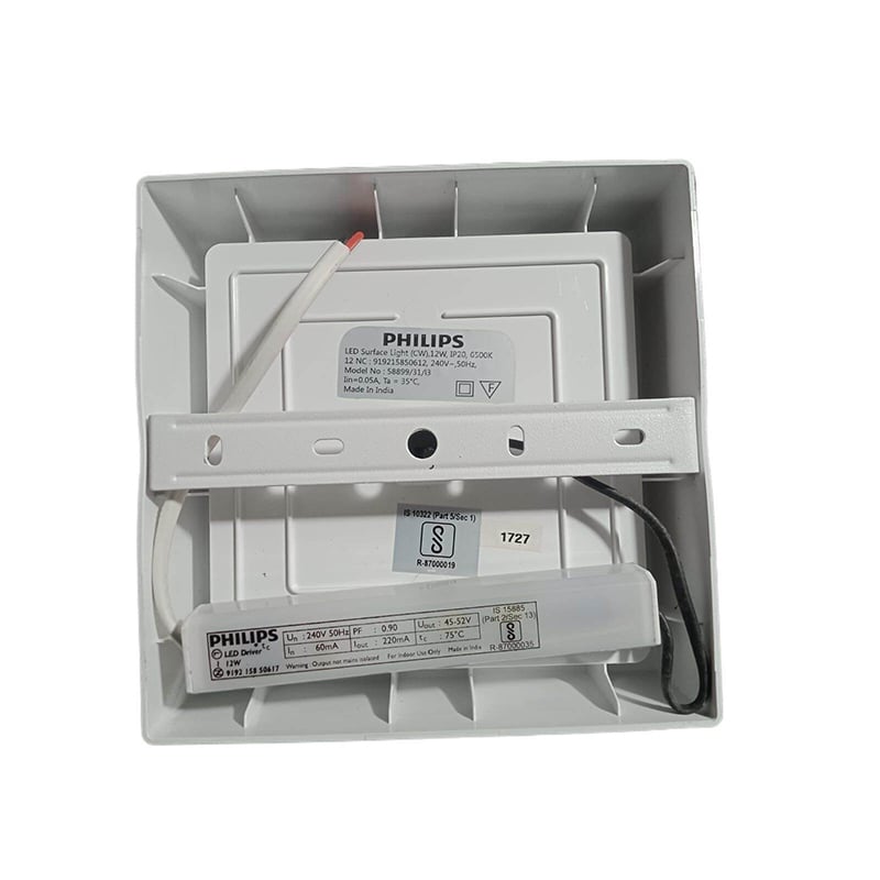Picture of Philips 12W LED Panel Light Square Surfacel Type 220V AC Daylight 1500lm, Made in India-White