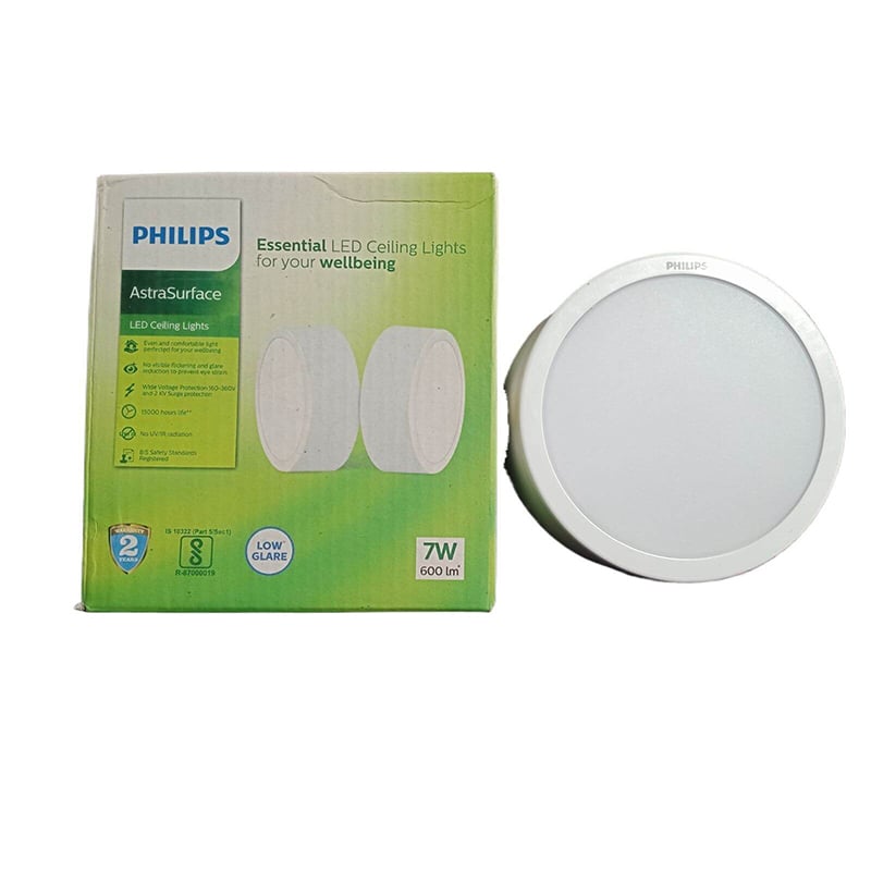 Picture of Philips 7W LED Panel Light Round Surface Type 220V AC Daylight 1500lm, Made in India-White