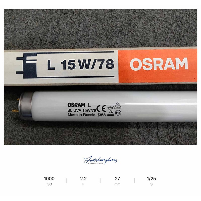 Picture of Osram L BL UVA 15W/78 fluorescent blacklight ultraviolet 1.5ft tube with a G13 base,Made in Russia-Blue