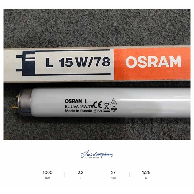 Picture of Osram L BL UVA 15W/78 fluorescent blacklight ultraviolet 1.5ft tube with a G13 base,Made in Russia-Blue