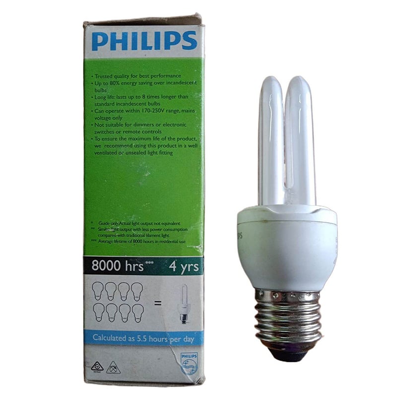 Picture of 8W Energy Saving Lamp E27 (Thread Type) White Color 430lm 220V AC 50Hz, PHILIPS-White