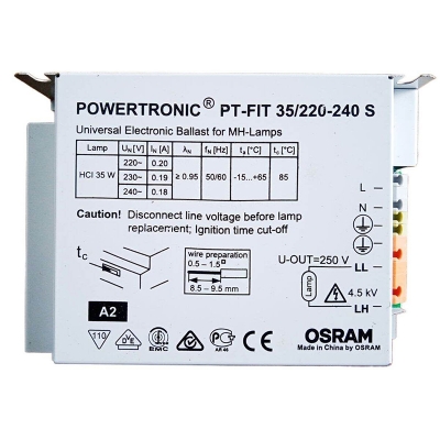 Picture of OSRAM 1X35W POWERTRONIC PT-FIT 35/220-240 S Universal Electronic Ballast for MH-Lamp