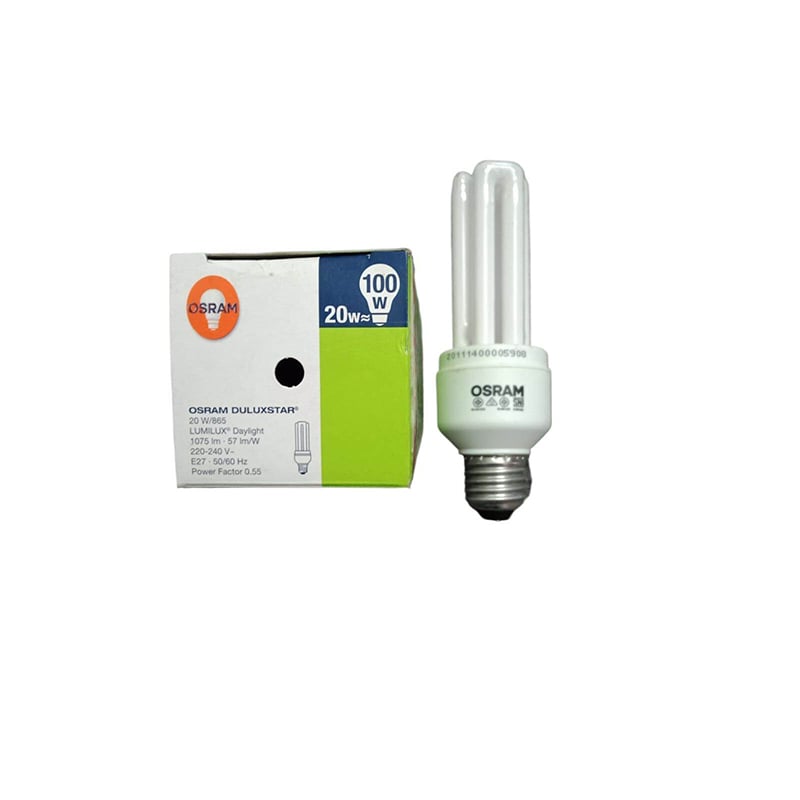 Picture of OSRAM 20W Duluxstar Energy Saving Lamp E27 Threed  Type white  Color 1075lm, Made in China-White