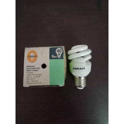 Picture of OSRAM 8W Energy Saving Lamp Mini Twist E27 Day Light/6500k 1200lm, Made in China-White
