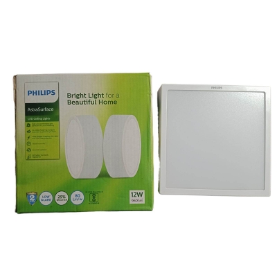 Picture of Philips 12W LED Panel Light Square Surfacel Type 220V AC Daylight 1500lm, Made in India-White