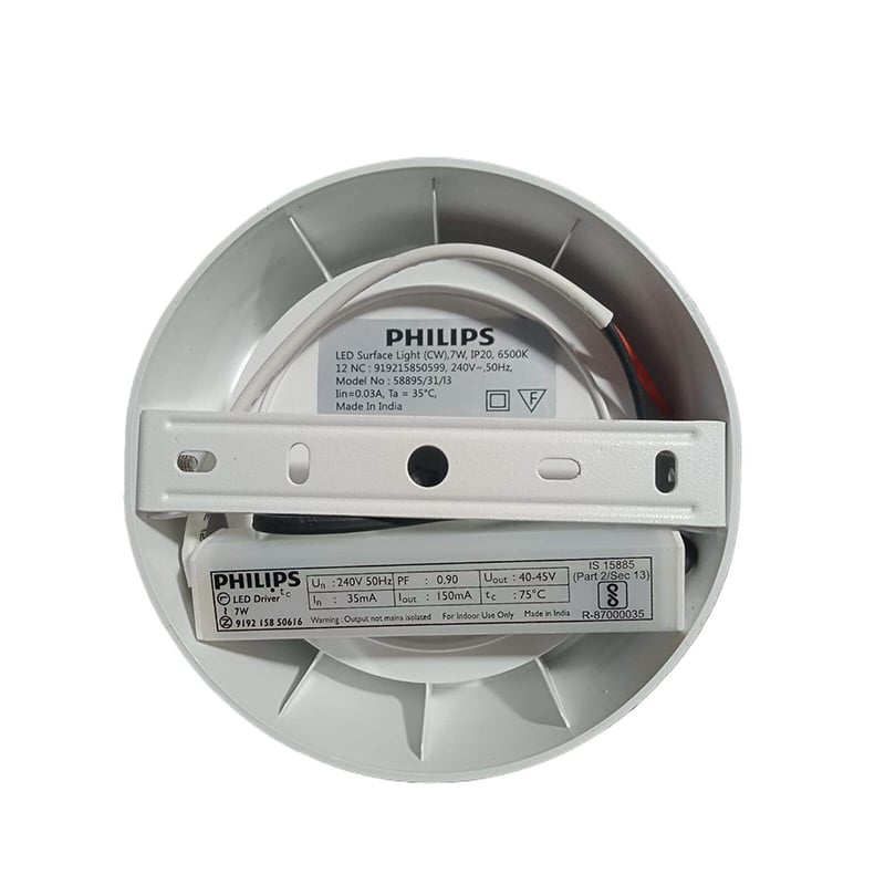 Picture of Philips 7W LED Panel Light Round Surface Type 220V AC Daylight 1500lm, Made in India-White