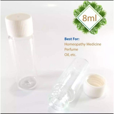 Picture of Homeopathy Medicine Small Tiny Empty Clear Glass Bottle With Cap - 8 ml (100pcs)