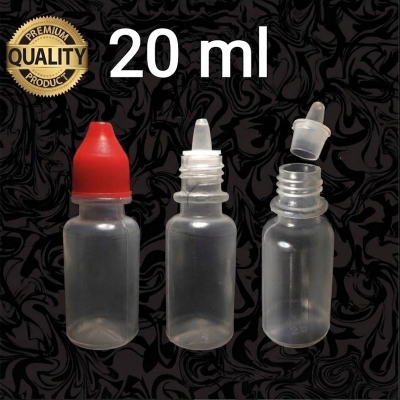 Picture of Homeopathic Medicine Small Tiny Empty Squeezable Liquid Dropper Refillable Plastic Bottle - 20 ml (Clear) (50pcs)