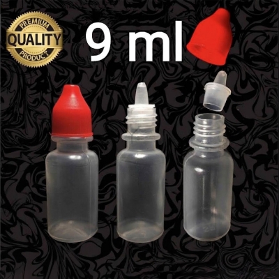 Picture of Homeopathic Medicine Small Tiny Empty Squeezable Liquid Dropper Refillable Plastic Bottle - 9ml (Clear) (50pcs)