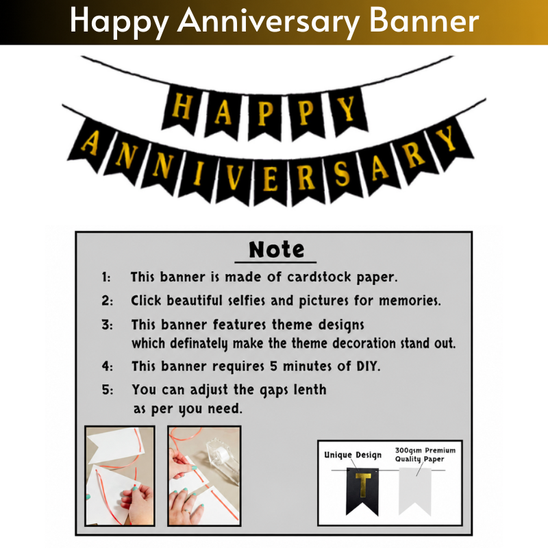 Premium Happy Anniversary Decoration Combo Set with Metallic Balloons and Foil Curtain