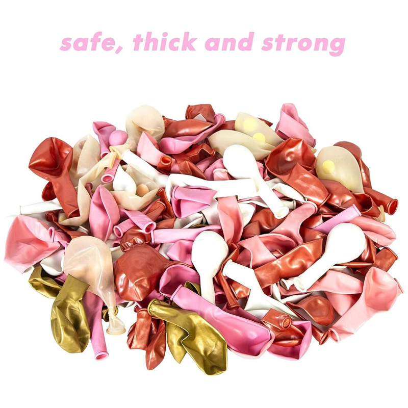 86 Pcs Rose Gold Pink and White Welcome Home Balloon Garland Arch Kit with Foil Curtain and Banner