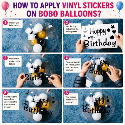 Happy Birthday Bobo Balloon Bouquet Set with Table Stand Ribbon and Metallic Balloons 15 Pcs