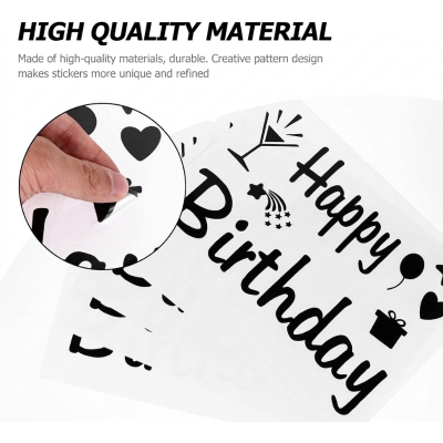 Happy Birthday Bobo Balloon Sticker DIY Transparent Decoration Vinyl Sticker 1 Pcs