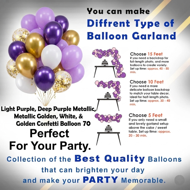 Welcome Home Party Decoration Package Purple Theme Balloon Garland Kit with Gold Star Foil Balloon 77 Pcs